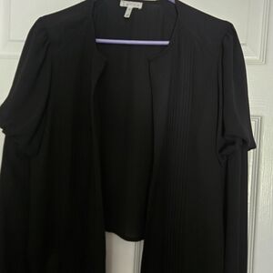 Leith Black Open-Front Blouse